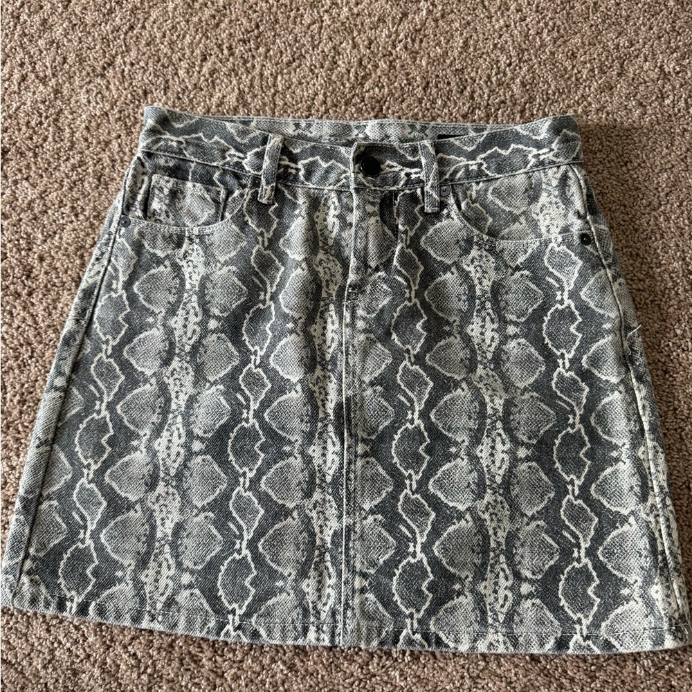 Snake denim skirt